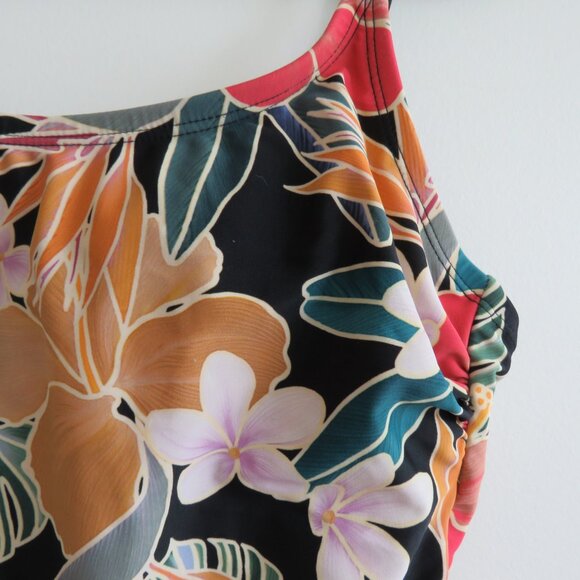 HURLEY Hawaiian Floral UPF 50+ Stretch Midweight One Piece Swimsuit - Size L - Picture 4 of 16